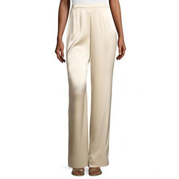 💕ST. JOHN💕 Liquid Satin Pant Elastic Back Pull-On Wide-Leg ~ Travertine M NWOT - Picture 9 of 16